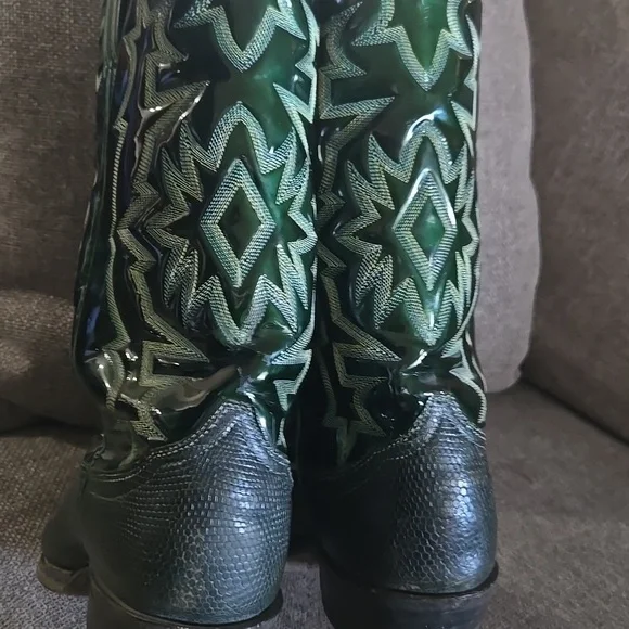 Mens Tony Lamas Vintage Green Lizard. Fits Sise 10/10.5. Cowboy Boots - Picture 5 of 9